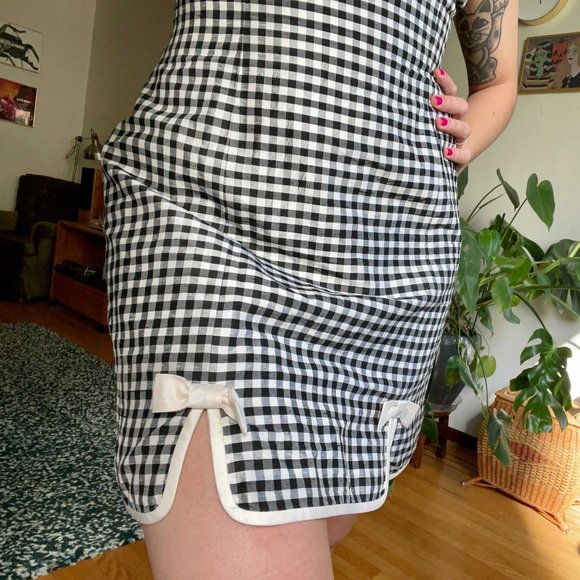 90s Vintage Ann Taylor Raw Silk Gingham Mini Dress - Picture 4 of 4